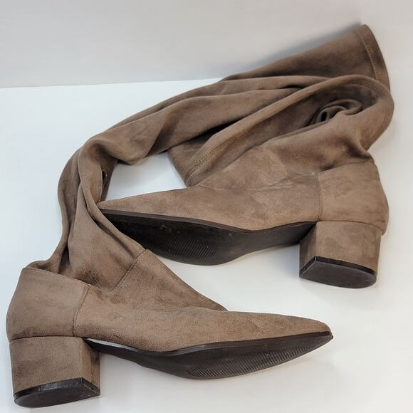 Steve Madden Carli Boots 8.5M Suede Over Knee Zip 2" Block Heel Carmel Dressy - Picture 8 of 12
